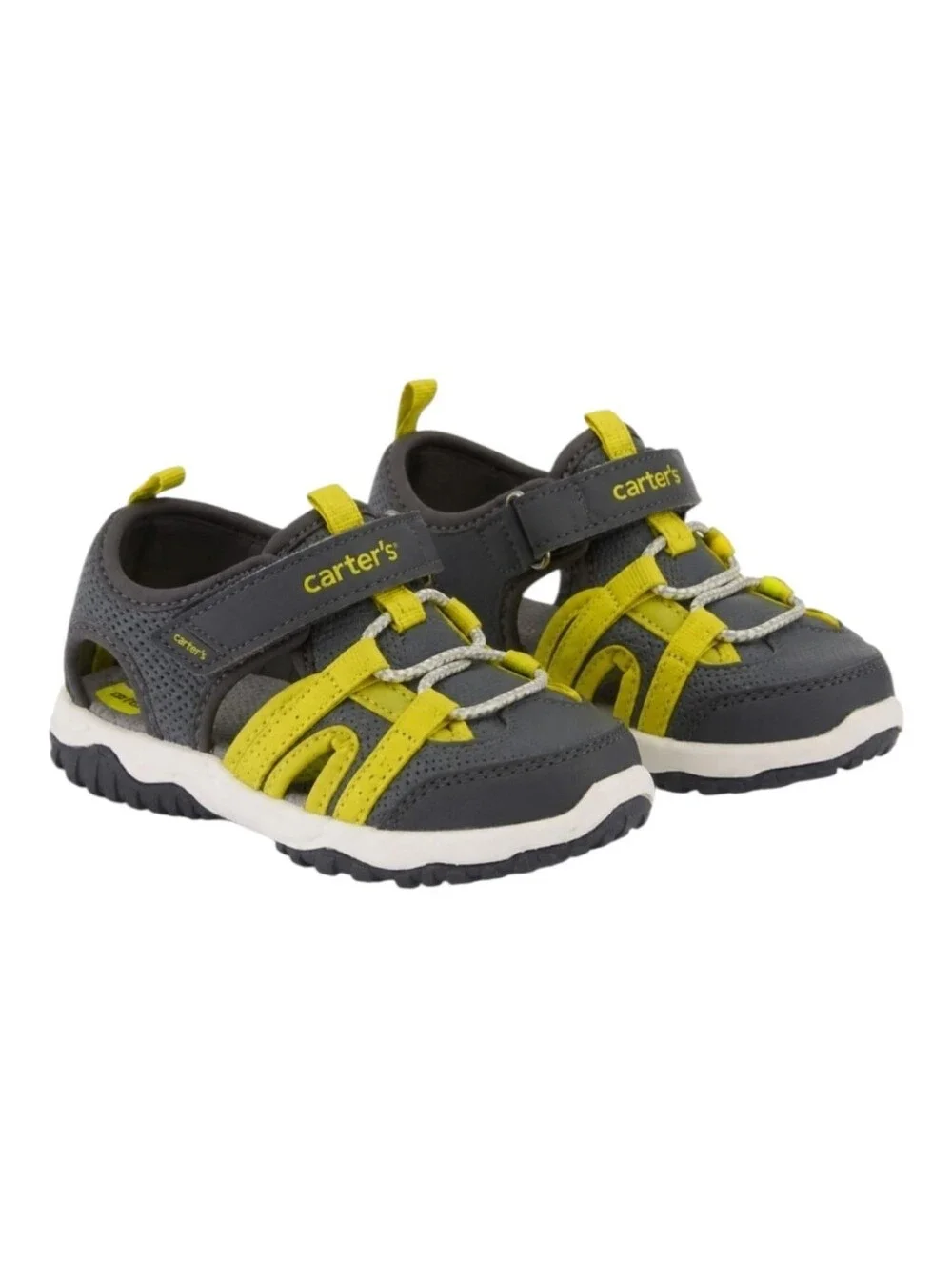 Carter's Toddler Athletic Sneakers Size 8 Gray & Lime Hook Loop NWOT